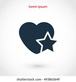 heart star icon, flat design best vector
