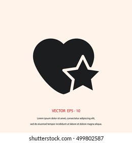 heart star icon, flat design best vector icon