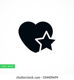 heart star icon, flat design best vector icon