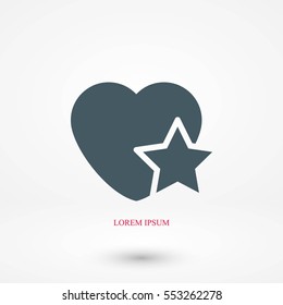 heart star icon, flat design best vector icon