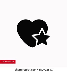 heart star icon, flat design best vector icon