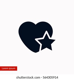 heart star icon, flat design best vector icon
