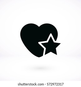 heart star icon, flat design best vector icon