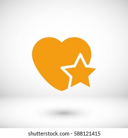 heart star icon, flat design best vector icon
