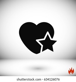 heart star icon, flat design best vector icon
