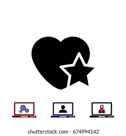 heart star icon, flat design best vector icon