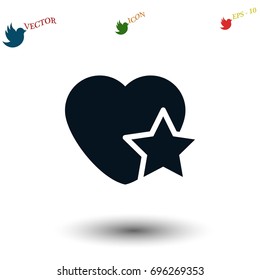 heart star icon, flat design best vector icon