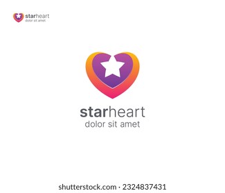 Heart star logo. Creative colorful love vector icon