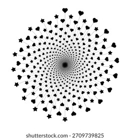 heart and star pattern radial burst design element