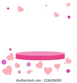 globo rosa estrella cardíaca y apoya la visualización de productos en fondo blanco