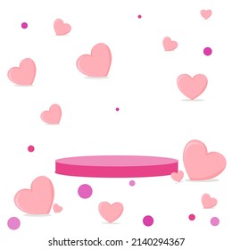 globo rosa estrella cardíaca y apoya la visualización de productos en fondo blanco