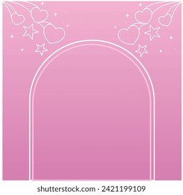 Heart and star pink display valentine's day icon background 08