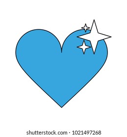 Heart with star pixelated videogame