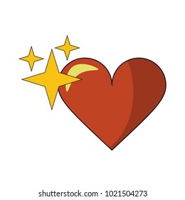 Heart with star pixelated videogame