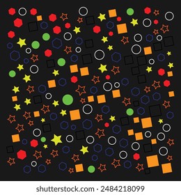 forma corazón, estrella y polígono con forma de contorno y fondo negro
