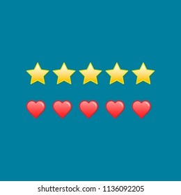 Heart and Star rating icons, Vector isolated rating illustration.