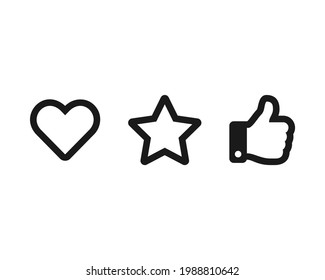 Heart star and thumb up social network vector icons. Feedback social symbols isolated Vector illustration EPS 10