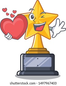 With heart star trophy isolated in the cartoon