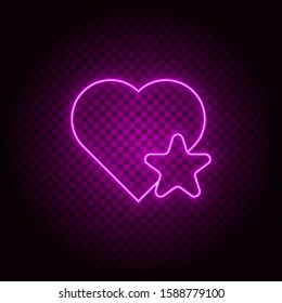 Heart, star vector icon. Element of simple icon for websites, web design, mobile app, info graphics. Pink color. Neon vector on dark background