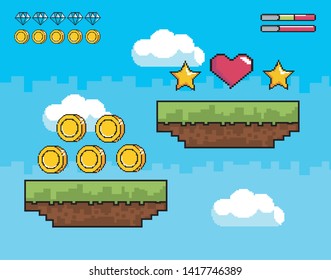 heart with stars and diamonds with coins bars