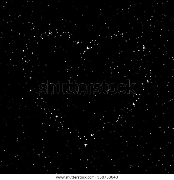 Heart Stars Night Sky Starry Black Stock Vector Royalty Free 358753040