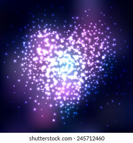 Heart with stars on colorful background