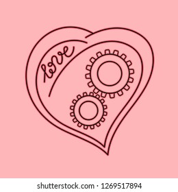 Heart in the Steampunk style, the inscription Love. Vector.