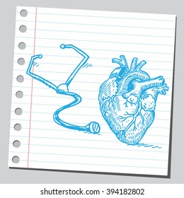 Corazón y estetoscopio