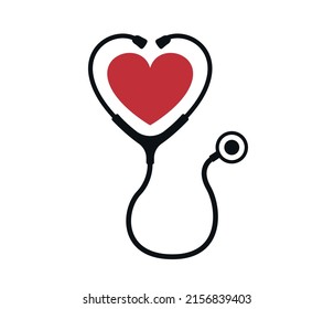 heart and stethoscope icon. medical icon. isolated on white background.
