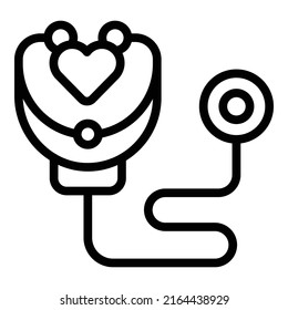 Heart stethoscope icon outline vector. Charity support. Social team