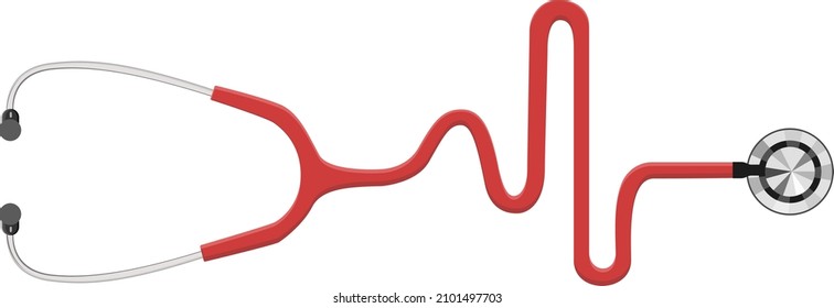 Heart Stethoscope, Illustration, Vector On A White Background.