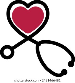 Heart stethoscope isolated on white background. Heart vector illustration.