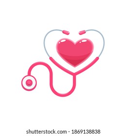 The Heart Stethoscope. Isolated Vector Illustration