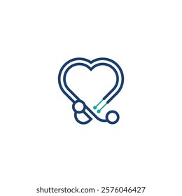 Heart Stethoscope Logo Bundle Set Concept sign icon symbol Element Design. Health Care, Medicine, Medical Logotype. Vector illustration logo template