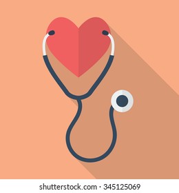 Heart with Stethoscope. Medical concept