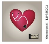heart and stethoscope over gray background vector illustration