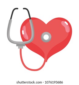 heart with stethoscope tool to rhythm sign