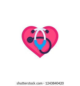 Heart with stethoscope vector icon