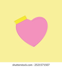 Heart stick notes vector illustration. Valentine's card
