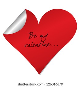 Heart sticker with Be my valentine text