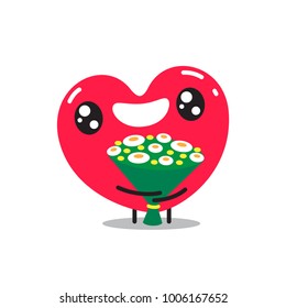 Heart sticker character. Vector design.