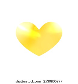 Heart sticker with a holographic gold gradient. Neon metallic Y2K tag. Iridescent shine effect. 2000s. Futuristic design emblem. Vector illustration isolated on a white background.