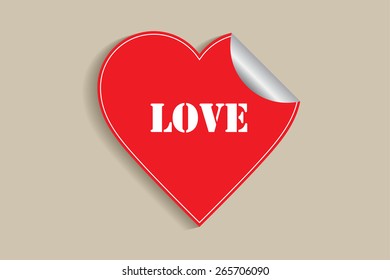 Heart sticker with love message.Vector illustration.