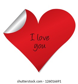 Heart sticker with i love you text