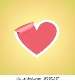 Heart Sticker on Yellow Background Vector