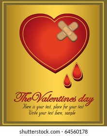 Heart Sticker plaster, Valentine love vector template gold