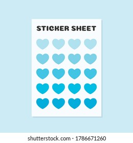 Heart Sticker Sheet, Heart Icon, Sticker Template Vector Illustration Background