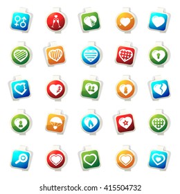 Heart stickers label icon set for web sites