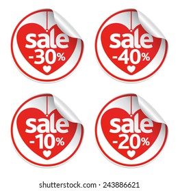 Heart stickers set,red vector