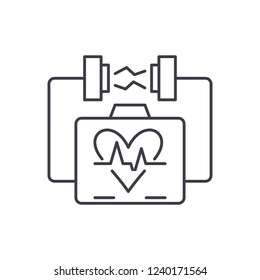 Heart stimulation line icon concept. Heart stimulation vector linear illustration, symbol, sign